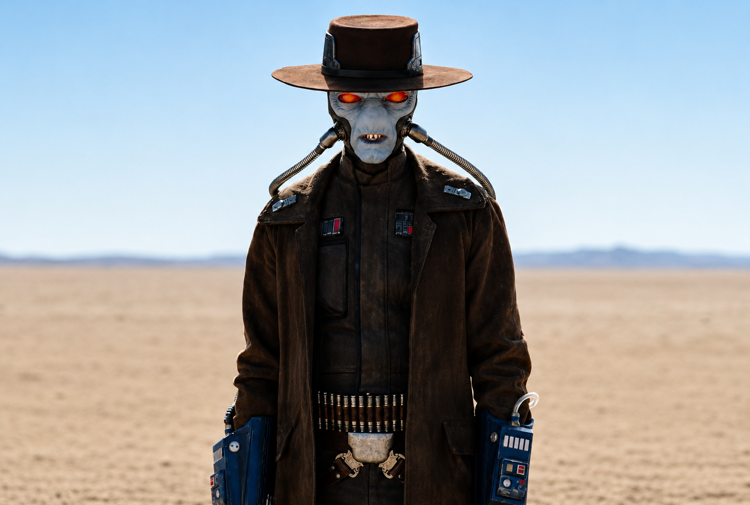 Cad Bane in full costume standing in the desert