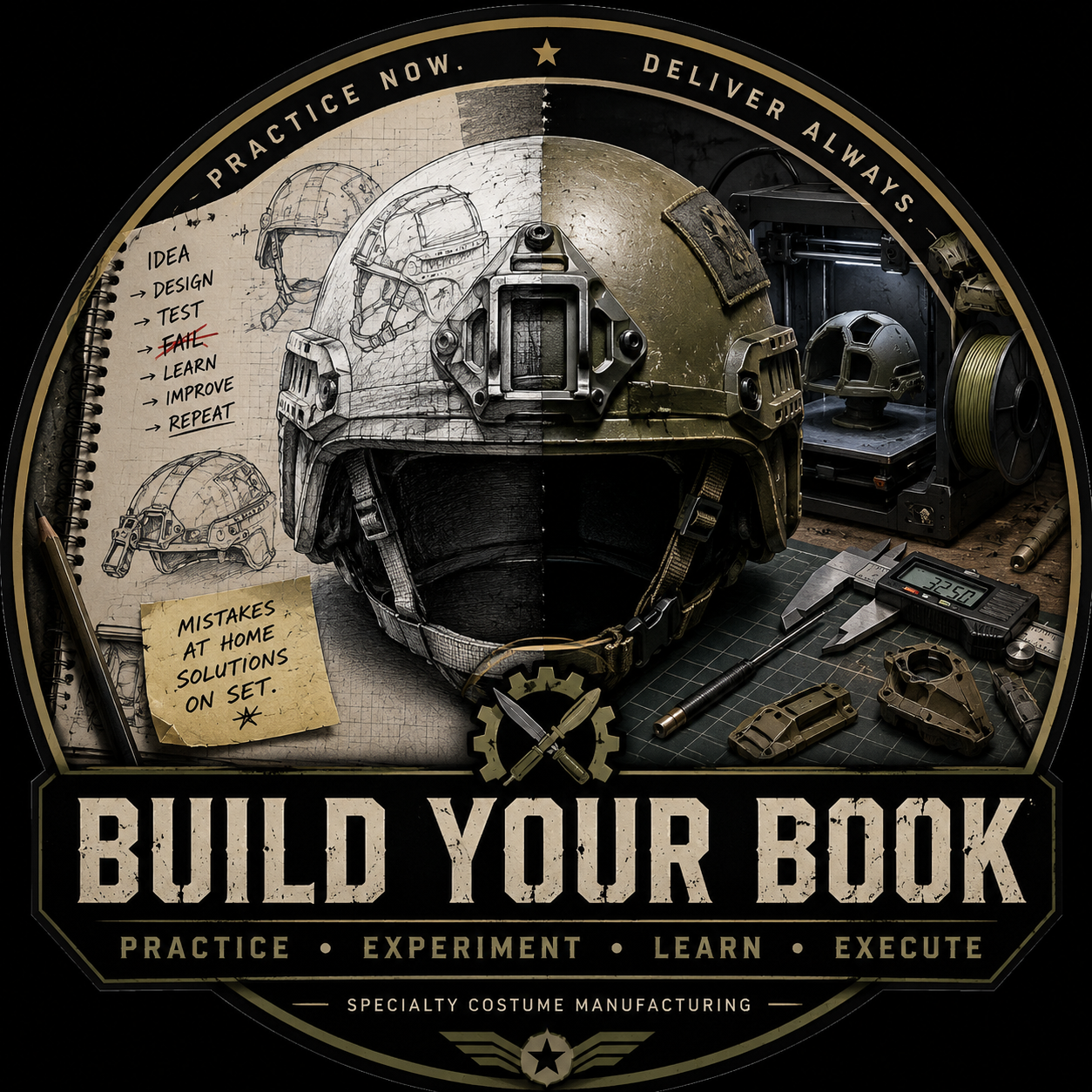 Build Your Book badge showing the loop of idea, design, test, fail, learn, improve, and repeat